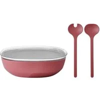 Mepal Schale Silueta Servierschale mit Deckel & Salatbesteck, Kunststoff, (1x Schale, 1x Salatbesteck, 2-tlg)