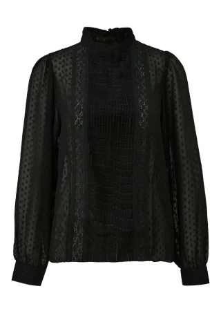 Q/S designed by - Transparente Chiffonbluse schwarz - Gr. - 36