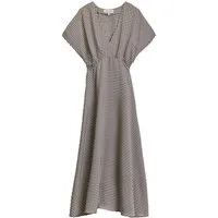 Bhoem Midikleid BHOEM fließendes Kurzarm-Midikleid, Vichykaros (1-tlg)