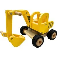 Gollnest & Kiesel Modellauto Goki 55898 - Bagger mit Gummibereifung, gelb, Holz, 20x18x26cm, Bau...