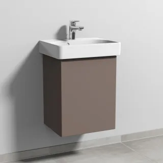 Sanipa 3way Waschtischunterbau zu Geberit Smyle Square Waschtisch mit 1 Tür, Taupe-Matt SP6691T