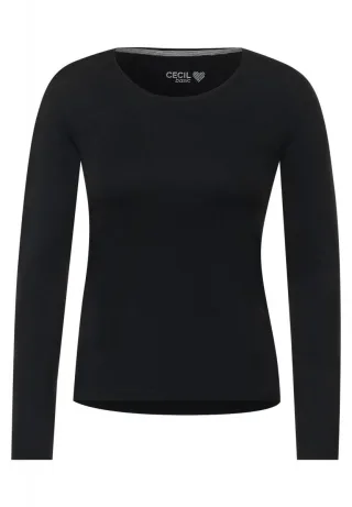 Cecil - Basic Langarmshirt schwarz - Gr. - XS