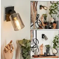 hofstein Wandleuchte »Bovo« moderne Wandlampe aus Metall/Glas in Schwarz/Rauchfarben, ohne Leuchtmittel, Vintage Leuchte mit Schirmen aus Rauchglas (9cm), 1xE27