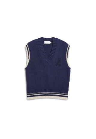 Armedangels - ICONIC Å COLLEGE KNIT VEST tinted navy-oatmilk - Gr. - S