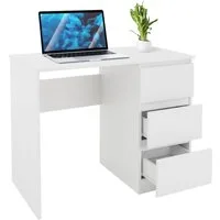 ML-DESIGN Schreibtisch Bürotisch mit 3 Schubladen Computertisch Arbeitstisch Laptoptisch, Homeoffice Büromöbel PC Tisch Weiß matt 90x76x50 cm mit Stauraum