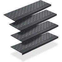 BigDean Stufenmatte 4x Gummi 65x25cm Treppenstufen Außen Antirutschmatten, eckig, Höhe: 30 mm, Rutschfest, Grip-Profil, Selbsklebend, Abriebfest