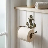 Antikas Wanddekoobjekt Toilettenpapierhalter Gusseisen Anker, patiniert grün, hochwertig