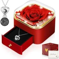 LuxusKollektion Geschenkbox Rose Geschenk Freundin Ewige Halskette Valentinstag Mattiert-rot
