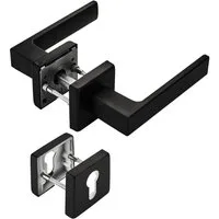 SO-TECH® Drückergarnitur Türdrücker CUBE schwarz 120 x 22 mm Vierkant 8 x 8 mm, Profilzylinder Rosettengarnitur für Eingangstür