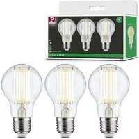Paulmann LED-Leuchtmittel Eco-Line Filament 230V LED Birne E27 3er-Pack 1055lm 5W 3000K Klar, E27, 3 St., Warmweiß