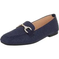 Ital-Design Loafers mit Glitzerdetails für Damen – Eleganter Komfort Slipper (91261562) Blockabsatz Mokassins in Dunkelblau