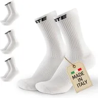 PASTE® Sportsocken & Fußballsocken (3 Paar) Gr. 39-47 für Herren & Damen (atmungsaktiv) (Set, Schwarz / Weiß) Anti-Rutsch Sport Socken für Erwachsene & Jugendliche Made in Italy