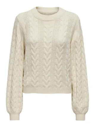 ONLY - ONLRUBINA LIFE LS CABLE O-NECK KNT NOOS Whitecap Gray - Gr. - L