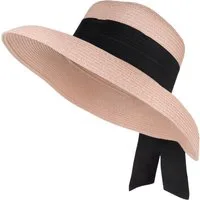 styleBREAKER Sonnenhut Papier Strohhut mit Schwarzem Zierband (1-St)