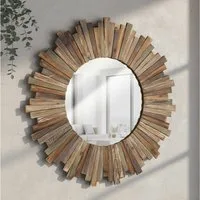Melko Wandspiegel Dekospiegel 90 CM Holz Braun Shabby Flurspiegel Hängespiegel Garderobe (Stück, 1-St., Wandspiegel), Paulownienholz