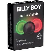 Billy Boy Kondome Bunte Vielfalt (Kondom Sortiment) verschiedene Sorten, Packung mit, 3 St., Kondome mit Gleitfilm, bunt gemischte Kondome