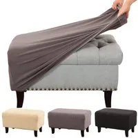 Rosnek Stuhlhusse Quadratisch,Stretch,Jacquard-Gewebe,Staubdicht,für Fußhocker