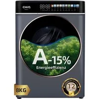 CHiQ Waschmaschine LED-Touchscreen CW086581AX, 8 kg, 1400 U/min, 15 Min. Schnell, EEK A-15%, 12 Programme