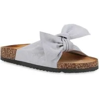 VAN HILL 833538 Pantolette Damen Sandalen Pantoletten Korkoptik Sommer Schlappen Hausschuhe