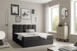 Boxspringbett Schlafzimmerbett PAROZO PREMIUM 140x200cm Stoff Coral Schwarz