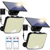 Sunicol LED Solarleuchte für Außen, 118 LED Solarleuchte mit Bewegungsmelder, 5m Kabel, IP65, 120°Beleuchtungswinkel, Solar Wandleuchte für Garten