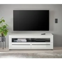 Home affaire Lowboard Cantara, TV-Unterteil modern, Kommode in Eiche Evoke, Weiß o Kaschmir, schwarze Stangengriffe, ausreichend Stauraum, vielseitig einsetzbar