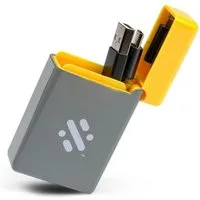 Thumbs Up Swipe Flip - ausziehbares 3-in-1 Ladekabel in grau-gelb Smartphone-Kabel