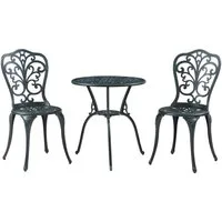 casa.pro Balkonset, (Set, 3-tlg., 1 Tisch, 2 Stühle), »Lupsam« Bistroset aus Aluminiumguss Dunkelgrau mit grüner Patina