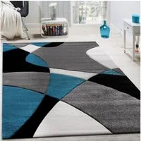 KADIMA DESIGN Teppich Abstrakt Wohnzimmer schmutzabweisend Teppich Kurzflor, Rechteckig, Höhe: 16 mm, Florhöhe: 12 mm, 100% Polypropylen, Rechteckig, 80x150cm, Türkis
