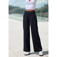 LASCANA Schlupfhose extra Weit mit Bundfalten mit Jacquard Strickmuster oder uni schwarz