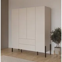 OTTO home Kleiderschrank Jukon, moderner Kleiderschrank mit Metallfüßen (B/H/T 3-Türer: ca. 135/210/60 4-Türer ca: 180/210/60) Drehtürenschrank 4 Türen/2 Schubkästen, push to open Funktion