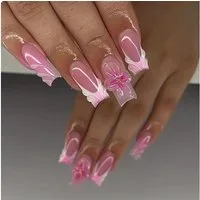 LuxusKollektion Kunstfingernägel 24er Set Rosa Press on Nails Mittel Quadratisch 3D Acrylnägel mit