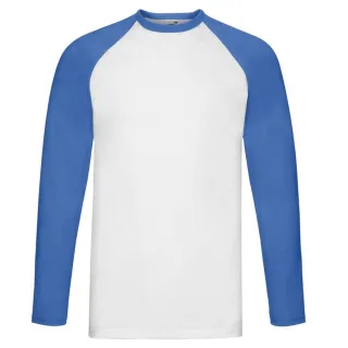Fruit of the Loom - "Valueweight" T-Shirt für Herren - Baseball Langärmlig (Weiß/Königsblau)