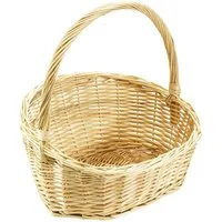 Kobolo Dekokorb Geschenkkorb Präsentkorb natur Weide 35x30x34 cm (1 Stück, 1 St., kein Set), mit Henkel