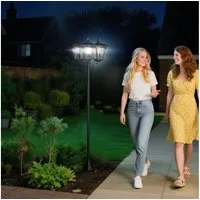 Outsunny Außen-Stehlampe Wegleuchte mit LED 120 Lumen, automatischer Lichtsensor, LED, Kaltweiß, Schwarz 51,5 x 47 x 182,5 cm