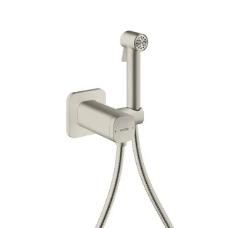 hansgrohe AXOR Bidette Showers Bidette Duschkopf 29243800 1 Strahlart softsquare für Mischwasser mit Duschkopfhalterung und Duschschlauch 1,25 m, Edelstahl Optic