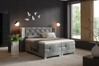 Boxspringbett Elektrisch Bett STEVE 180x200cm in Stoff Fresh Grau