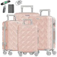 KESSER Kofferset, 4-teilig ABS Hartschalenkoffer mit Zahlenschloss, Waage & Brieftasche