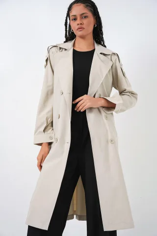 Langer doppelt knöpfbarer Trenchcoat