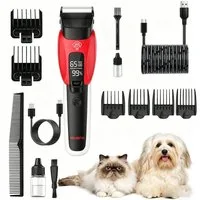 Luckice Hundeschermaschine Tierhaarschneider Set Tierhaarschneidemaschine mit Zubehör, Leise Hundeschermaschine, 1200mAh Hundetrimmer mit 3 Geschwindigkeiten, Mit Kamm ausgestattet geeignet für Hunde Katzen und Haustiere mit