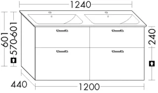 Burgbad Waschtischunterschrank zu Keramik-Waschtisch System 30 Preisgruppe 1 Aqua 601x1200x440 Eiche WYKH120F7320