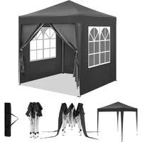 Woltu Faltpavillon, mit 4 Seitenteilen, 2x2 m, mit 4 Seitenwänden, höhenverstellbarer