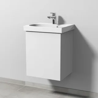 Sanipa 3way Waschtischunterbau zu Geberit Acanto Waschtisch mit 1 Tür, Weiß-Soft SM41343