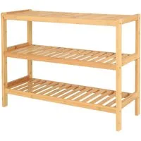 dibea Regal aus Bambus mit 3 Ablageflächen, 70x26x55 cm, natur, 1-tlg., robust & nachhaltig, platzsparend & pflegeleicht