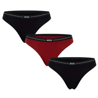 Packung mit 3 Damen-Elastik-Baumwollstrings mit Logo 50510030
