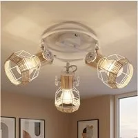 GLOBO LIGHTING Deckenleuchte, Leuchtmittel nicht inklusive, Spotrondell 3 Strahler Deckenleuchte schwenkbar weiß Gitter Geflecht