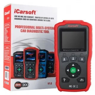 Original V1 iCarsoft Diagnose Gerät + Tasche / Fehler lesen löschen ABS Airbag Öl Service Reset uvm. für Volvo / Saab