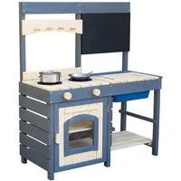 HOME DELUXE Sandkasten Matschküche MUDINO - 80 x 36 x 98,5 cm, inkl. Tafel & Spielzubehör, Spielküche Outdoor, Matschküche aus Holz