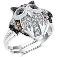 Seinerzeit FLORA & FAUNA Silberring Finn Eulen Ring (1-tlg), Material: 925 Sterling Silber, rhodiniert, geschwärzt
