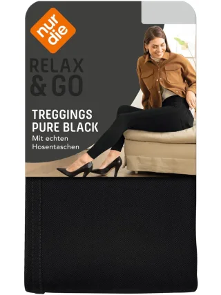 NUR DIE Damen Treggings Pure Black - Relax & Go